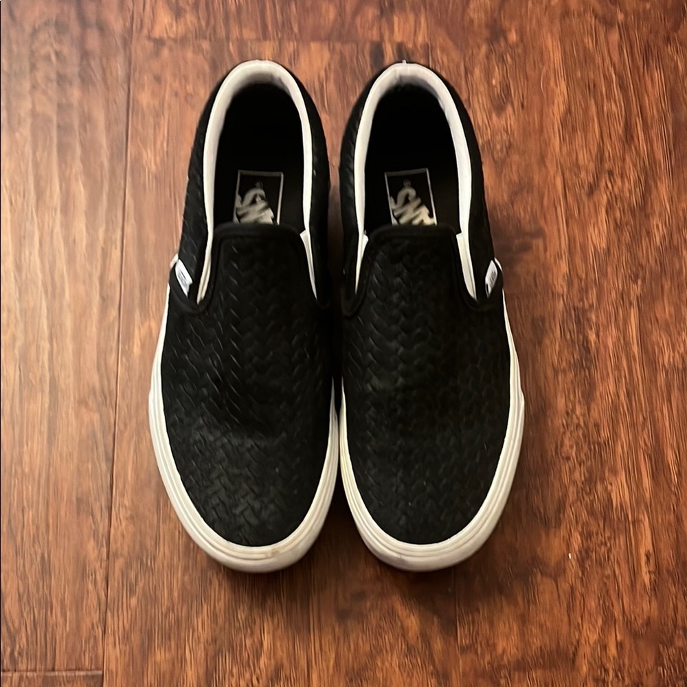 Vans Black and White Classic Slip-On Sneakers